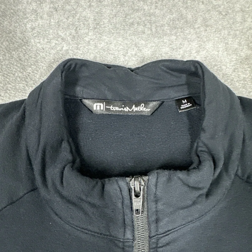 Travis Mathew Men's 1/4 Zip Networking Golf Pullover Athleisure Size M Black